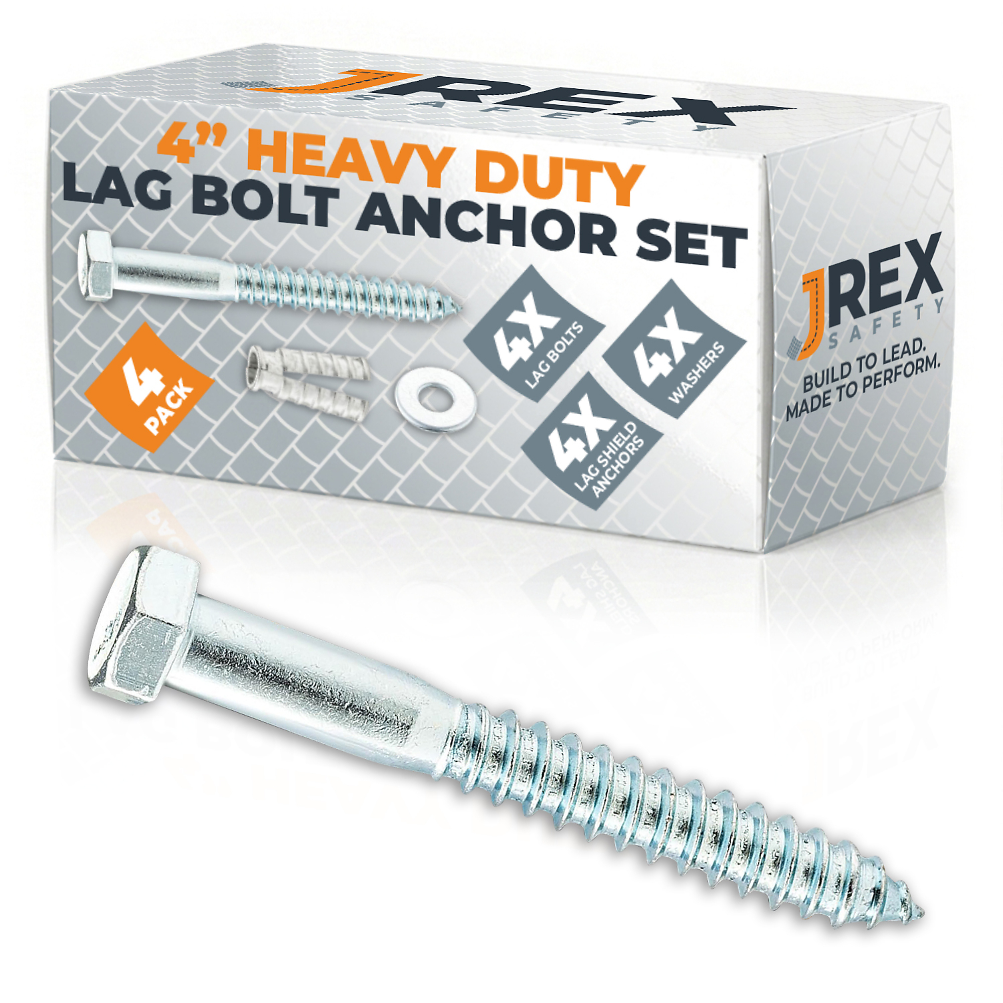 4 in Anchor Set (Anchor Lag Shield and Washer) for Speed Bump/Wheel Stop on Concrete - 4 Pack